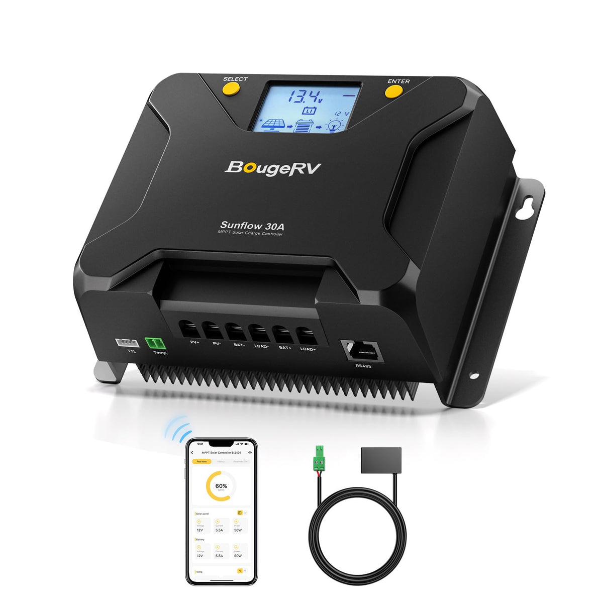30A MPPT Solar Charge Controller with APP Control K750