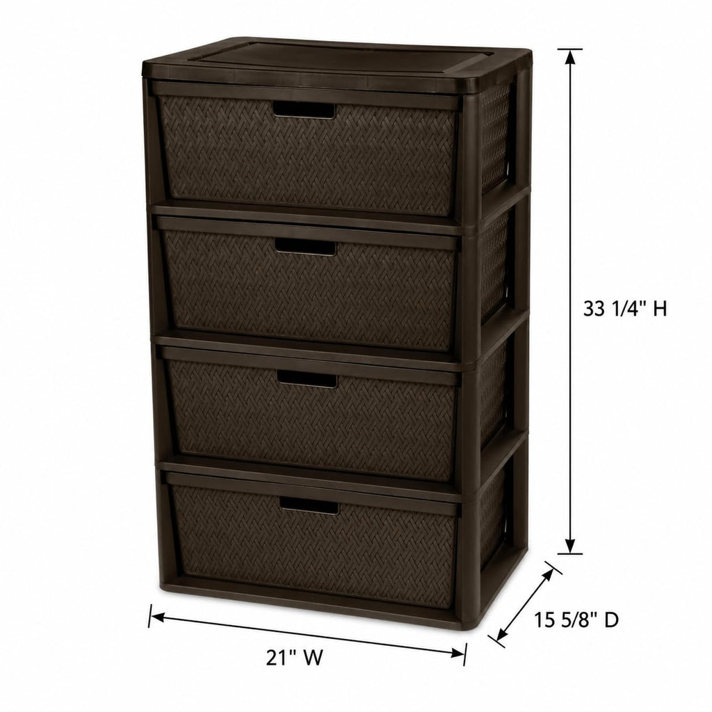 Brown 4 Drawer Plastic Dresser P1368