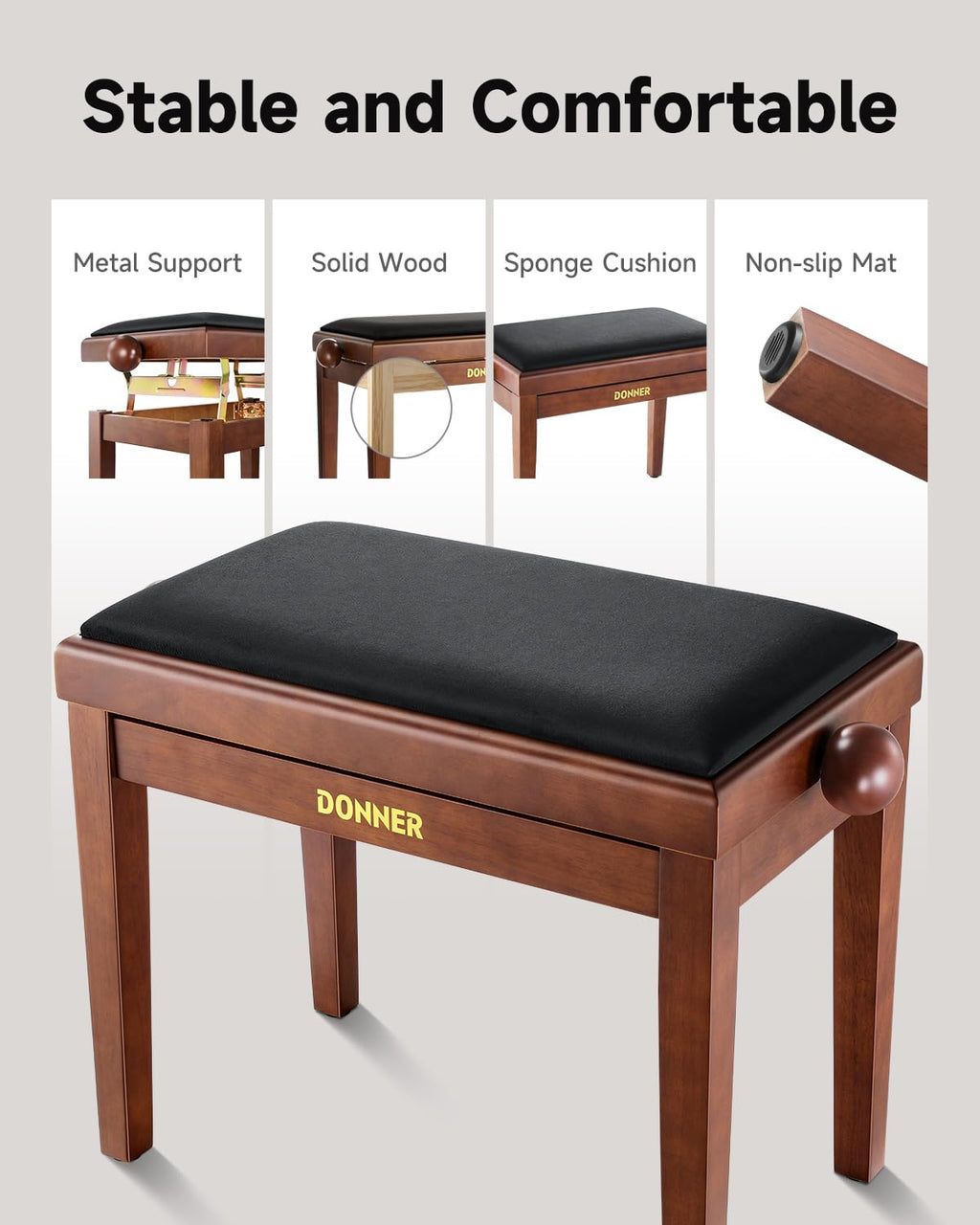 88-Key Weighted Action Digital Piano + Solid Wood Keyboard Bench S58774