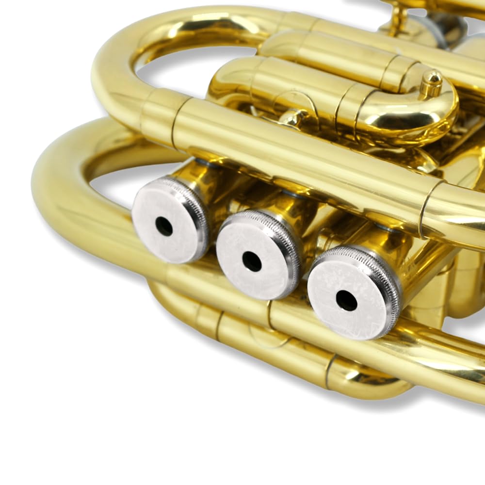 Bb Flat Brass Pocket Trumpet with 7C Mouthpiece Q525110