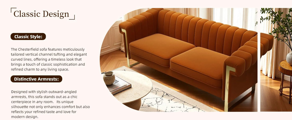 Channel Tufted Velvet Sofa J670394
