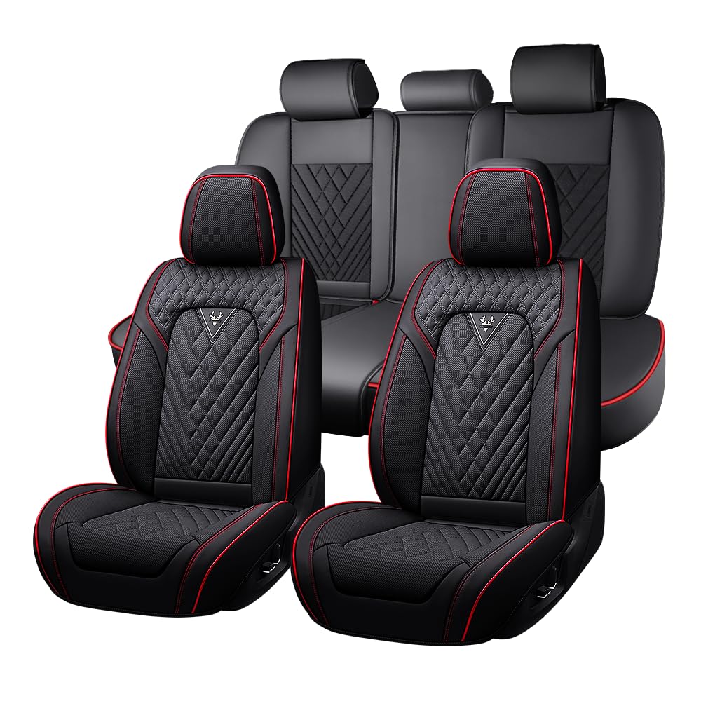 Toyota Tundra Seat Covers Nappa Leather 5 Seats Black Red V688