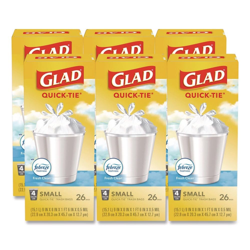 Small Quick-Tie Trash Bags, 4 gal, 0.5 mil, White D4842