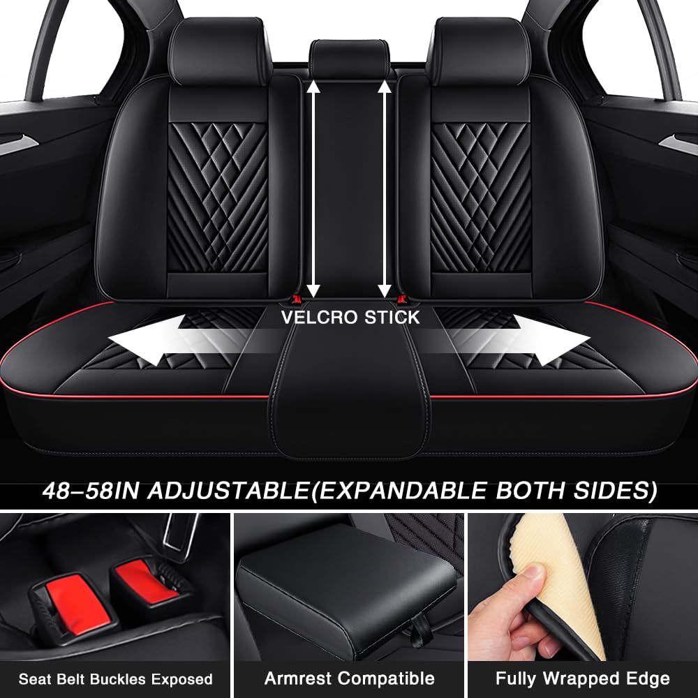 Toyota Tundra Seat Covers Nappa Leather 5 Seats Black Red V688