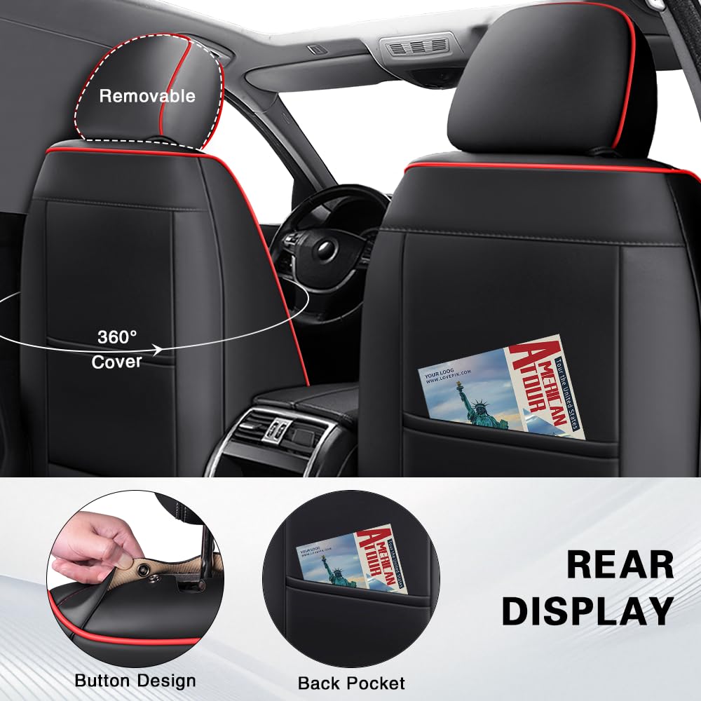 Toyota Tundra Seat Covers Nappa Leather 5 Seats Black Red V688