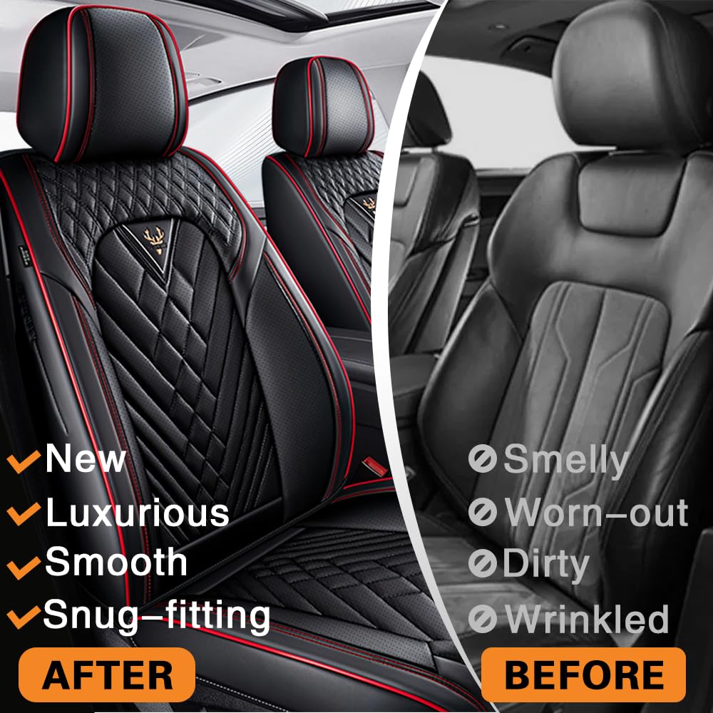 Toyota Tundra Seat Covers Nappa Leather 5 Seats Black Red V688