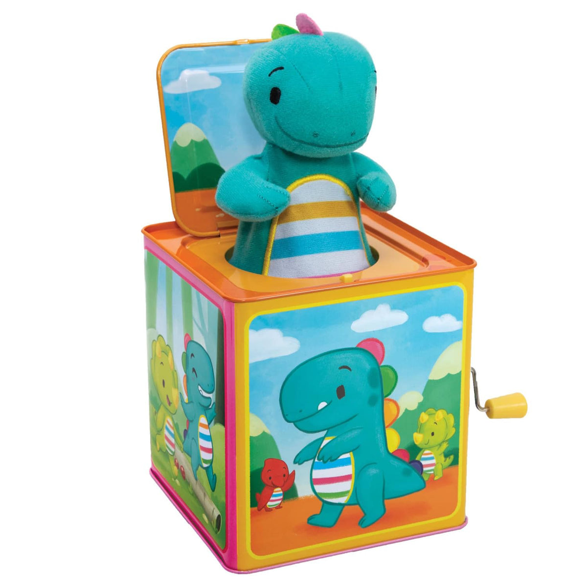Baby Dino Jack in The Box Tin Musical Popping Toy A60910