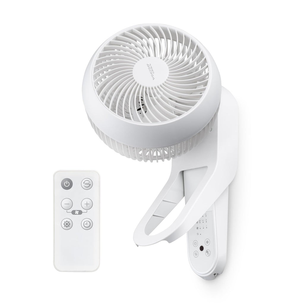 Wall Mount Fan with Remote, 360° Oscillation, 3 Speeds, White F954979