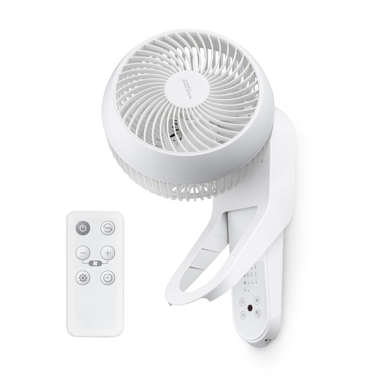 Wall Mount Fan with Remote, 360° Oscillation, 3 Speeds, White F954979