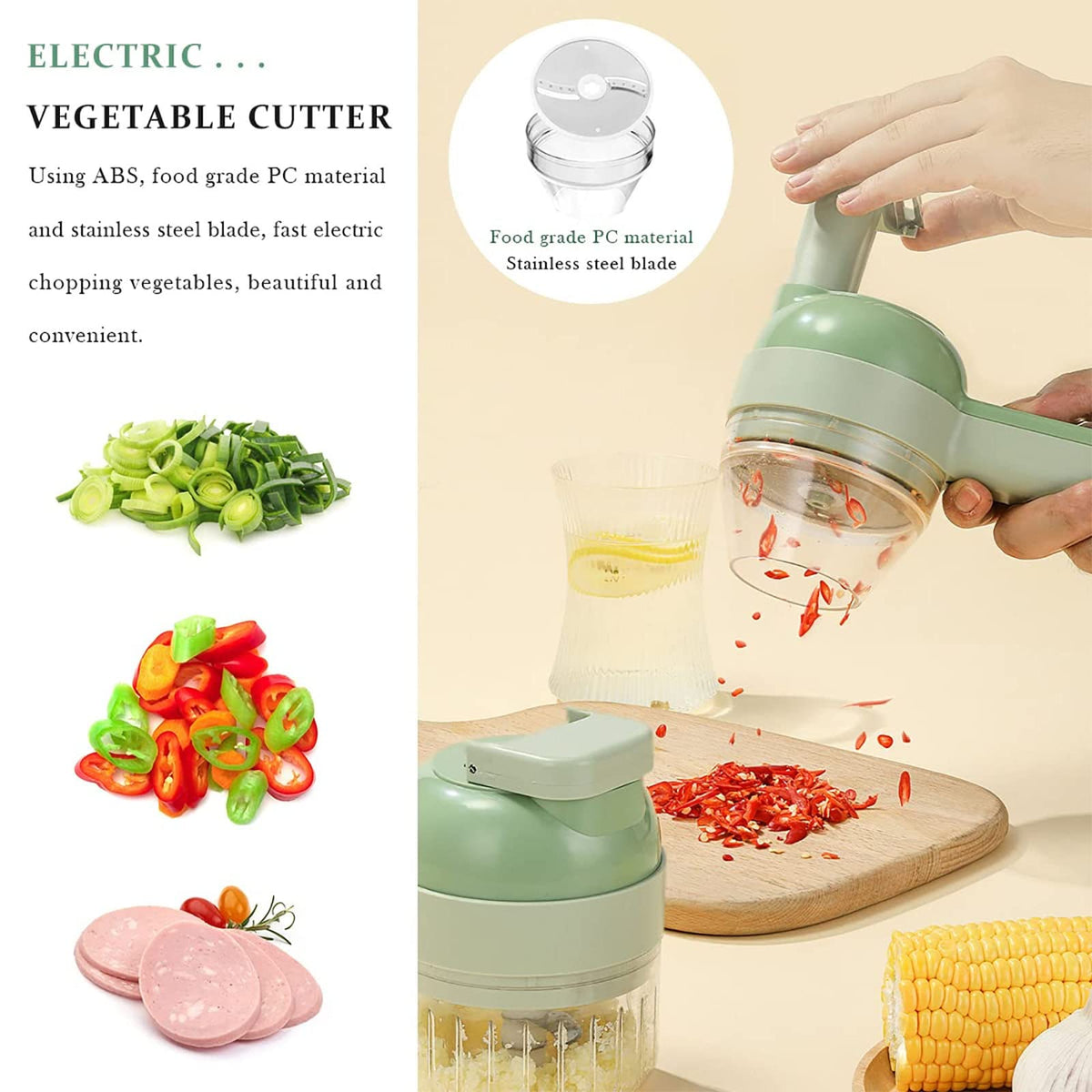 4 in 1 Handheld Electric Vegetable Cutter Set J67347