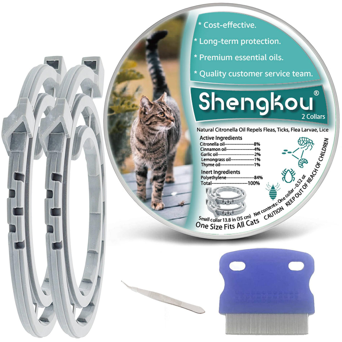 Flea and Tick Collar for Cats 12-Month Protection Waterproof 2 Packs K215487