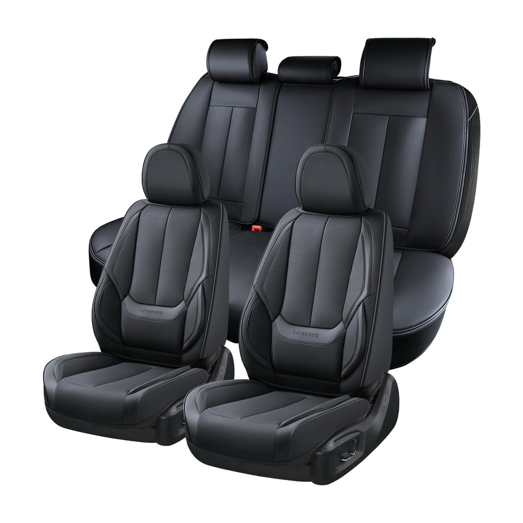 Black Full Set Waterproof Nappa Leather Car Seat Covers N511