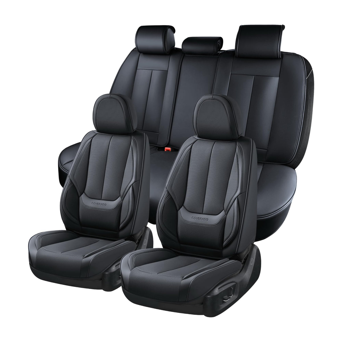 Black Full Set Waterproof Nappa Leather Car Seat Covers N511