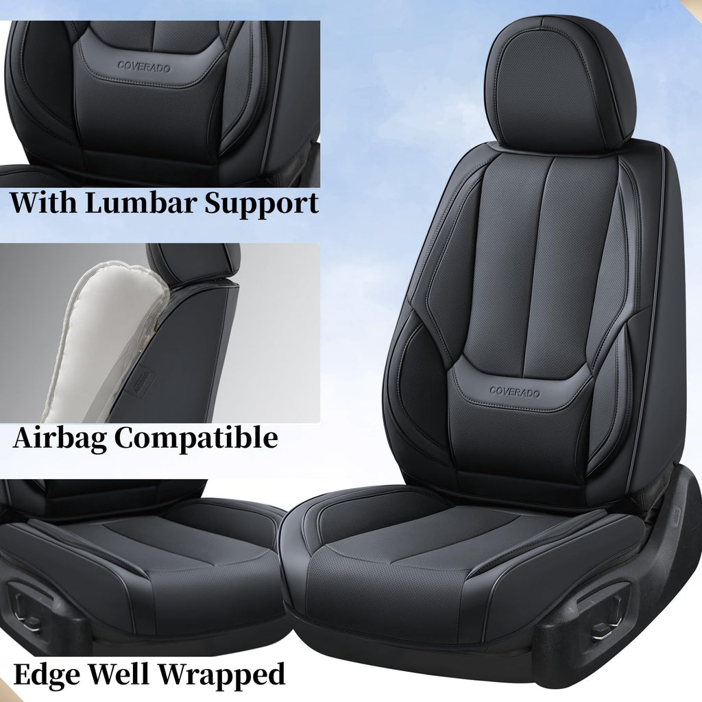 Black Full Set Waterproof Nappa Leather Car Seat Covers N511