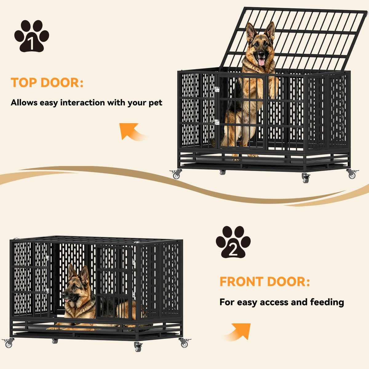 48 Inch Heavy Duty Metal Dog Crate with Wheels K75956