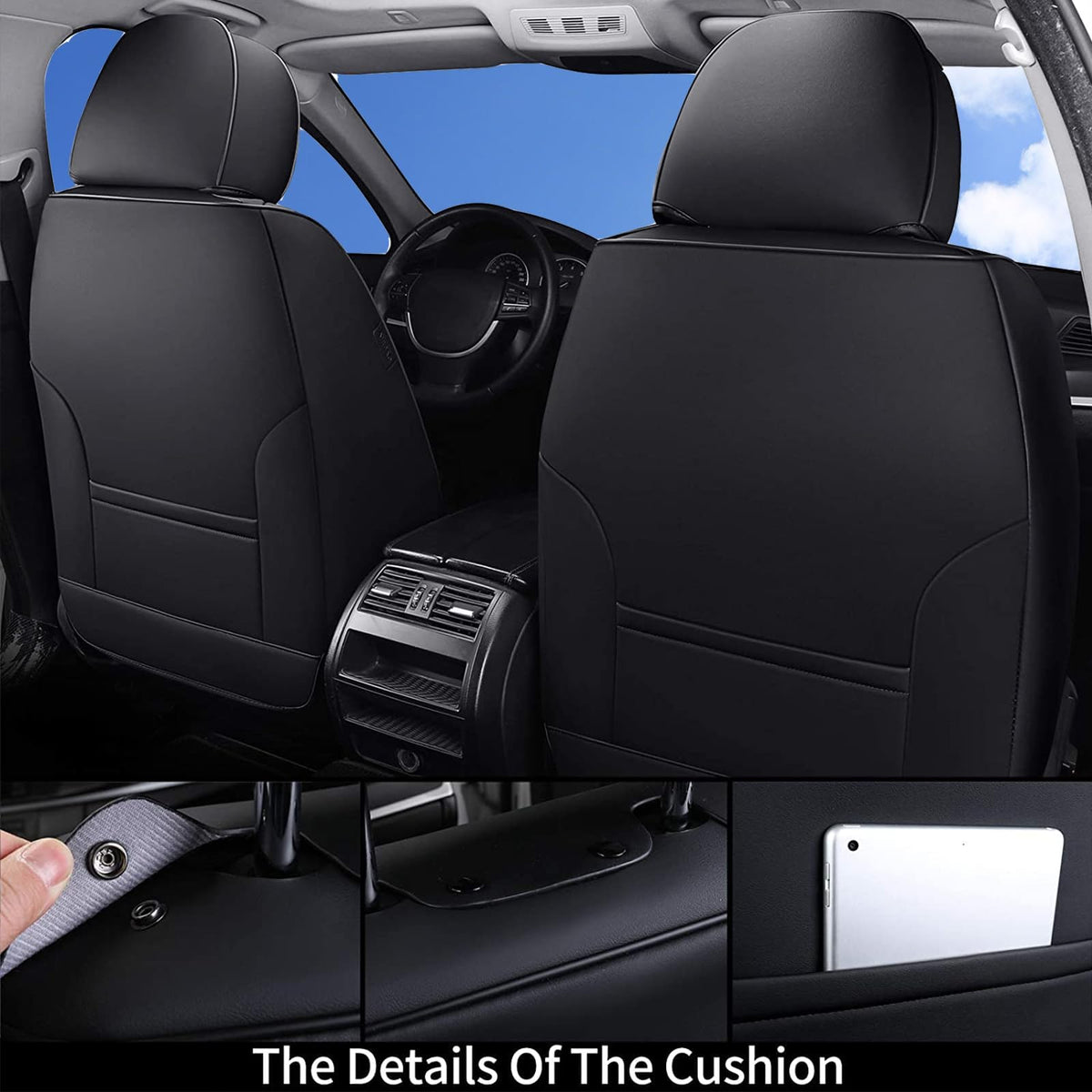 Black Full Set Waterproof Nappa Leather Car Seat Covers N511