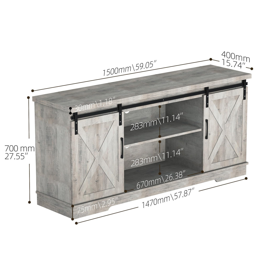 65 Inch TV Stand with Sliding Barn Doors C640492