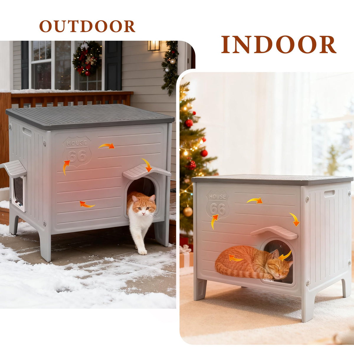 Insulated Outdoor Weatherproof Plastic Cat House K393624