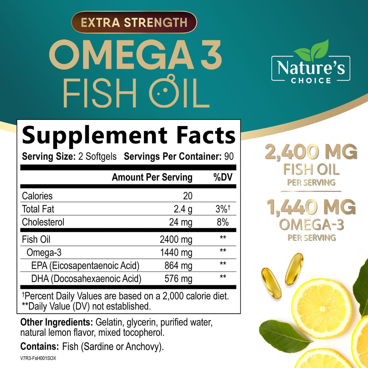 Omega 3 Fish Oil 2400mg Softgels I91249