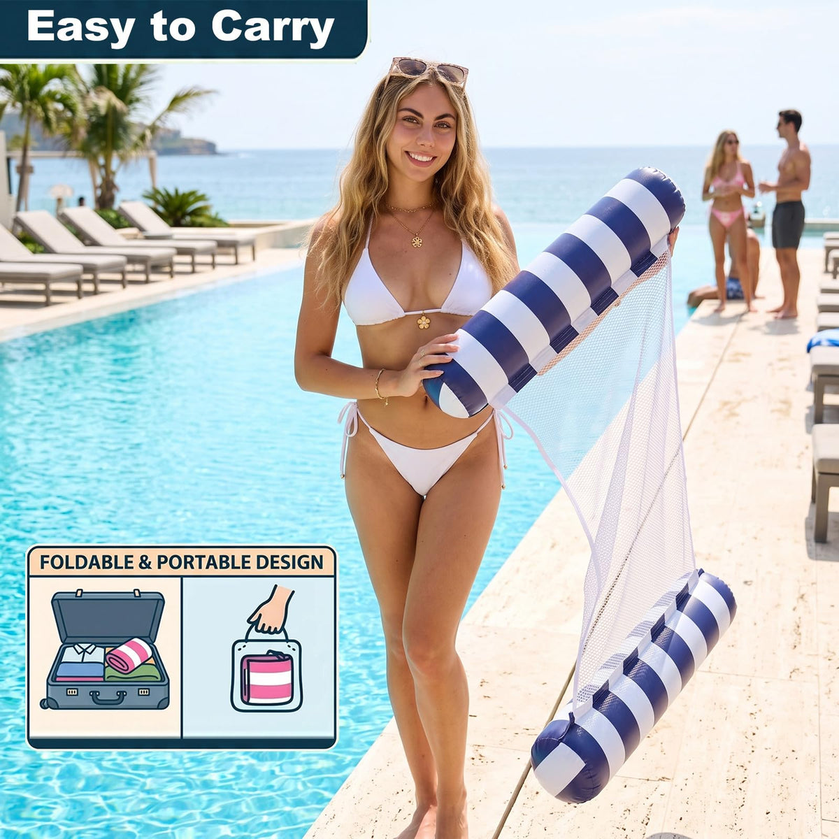 5 Pack Inflatable Pool Floats Adult Size Water Hammock F30128