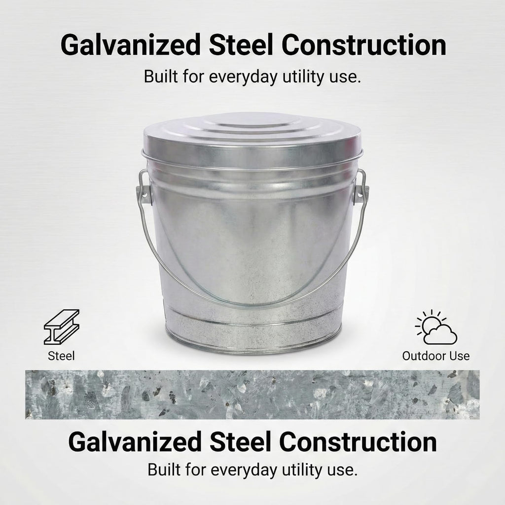 6 Gal Galvanized Steel Locking Lid Trash Can R3038