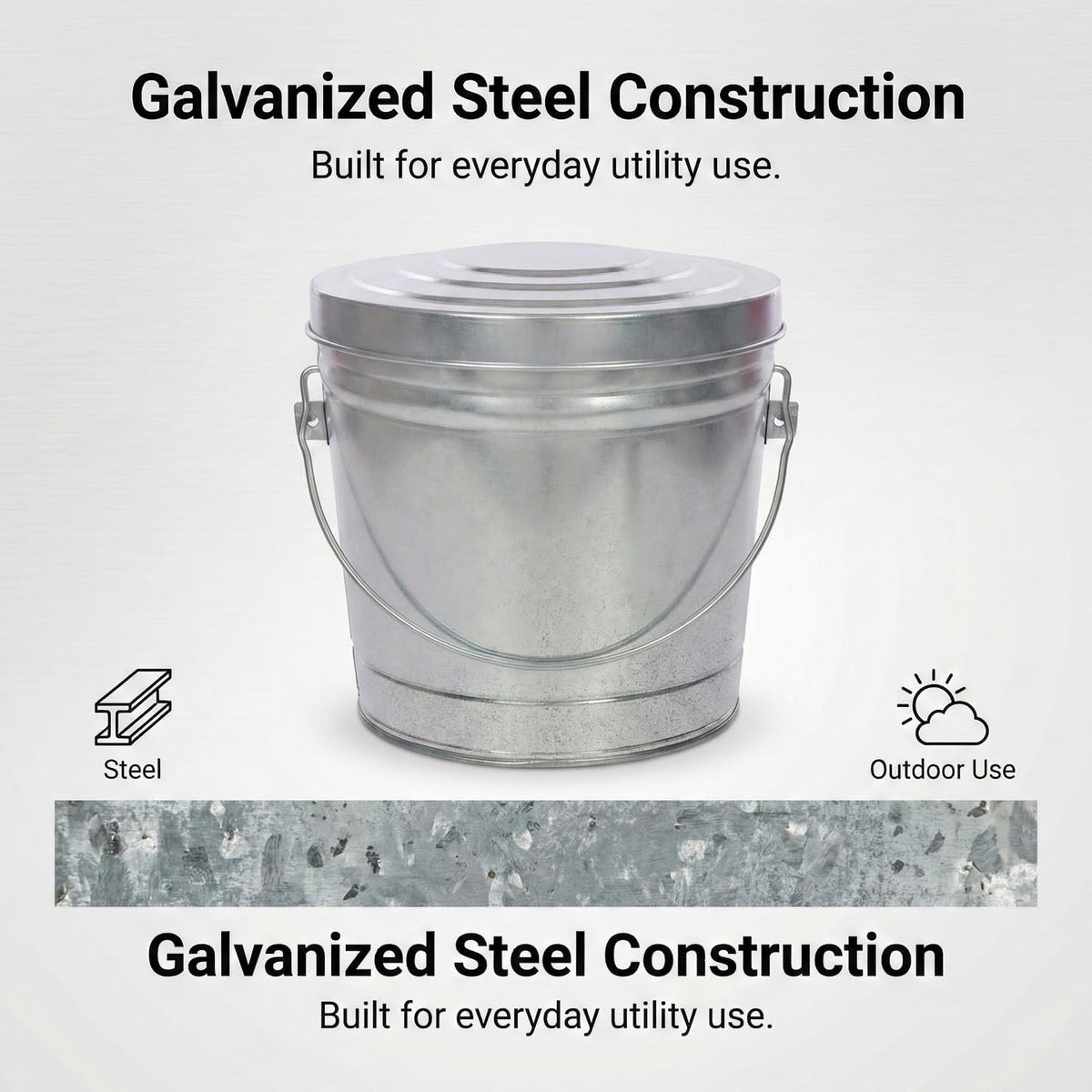 6 Gal Galvanized Steel Locking Lid Trash Can R3038