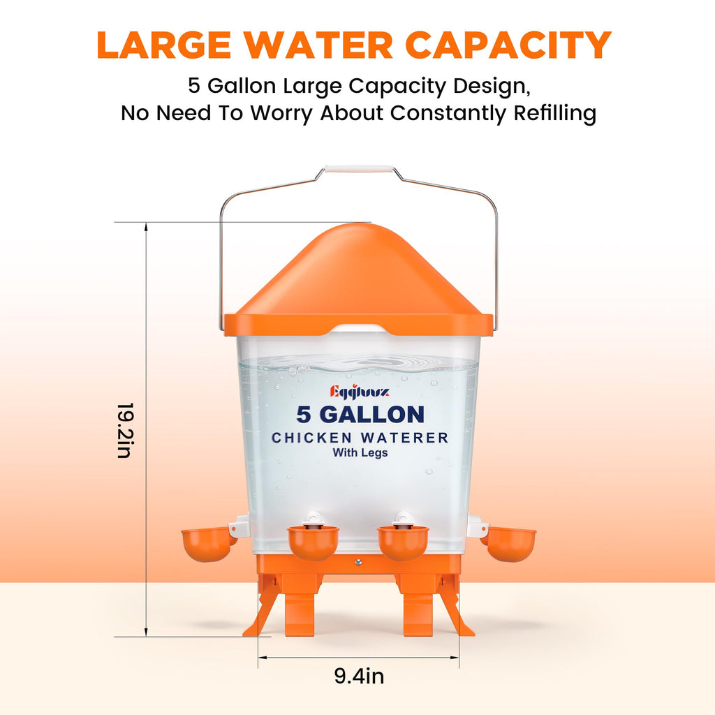 5 Gallons Chicken Waterer Bucket with Cups and Adjustable Legs G827
