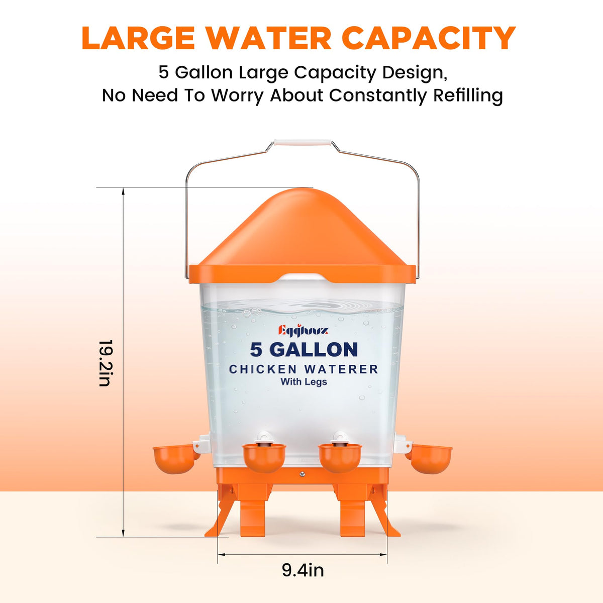 5 Gallons Chicken Waterer Bucket with Cups and Adjustable Legs G827