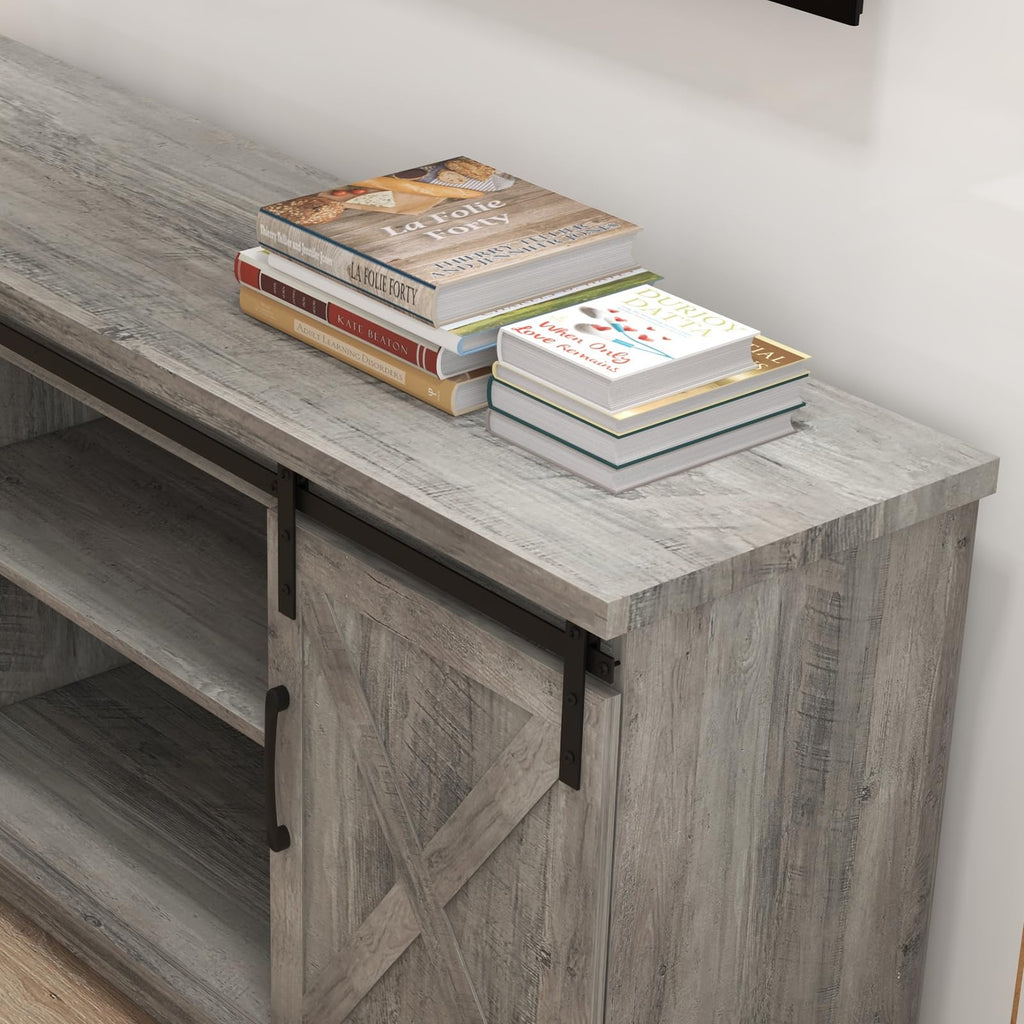 65 Inch TV Stand with Sliding Barn Doors C640492