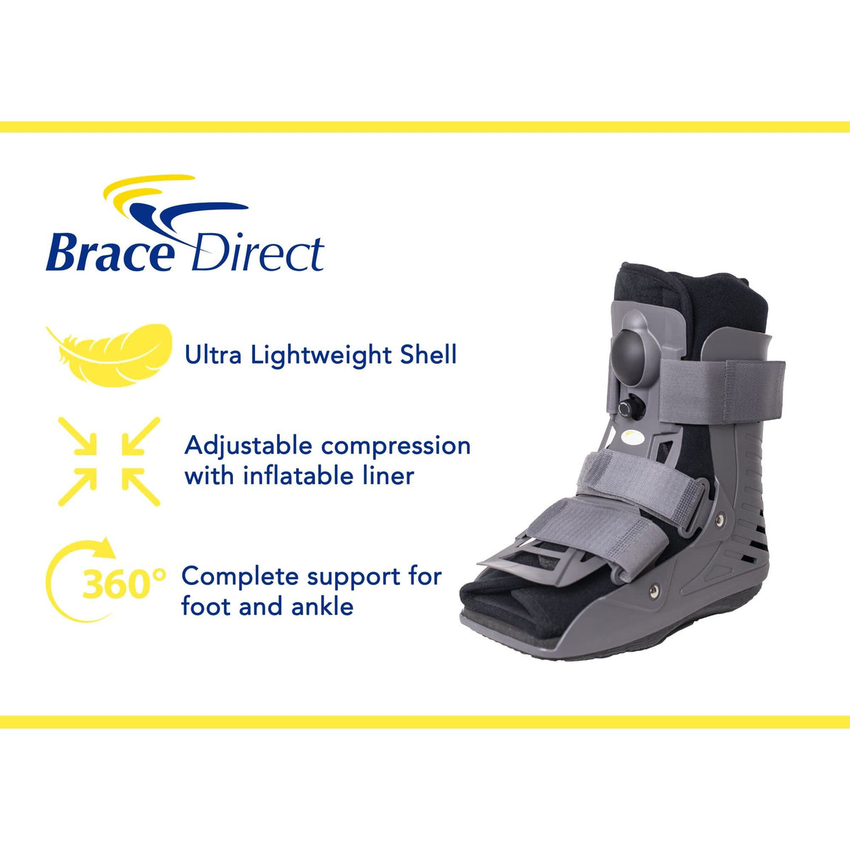 Ultra Light Short Full Shell Walking Boot + Reusable Ankle & Foot Ice Pack C636