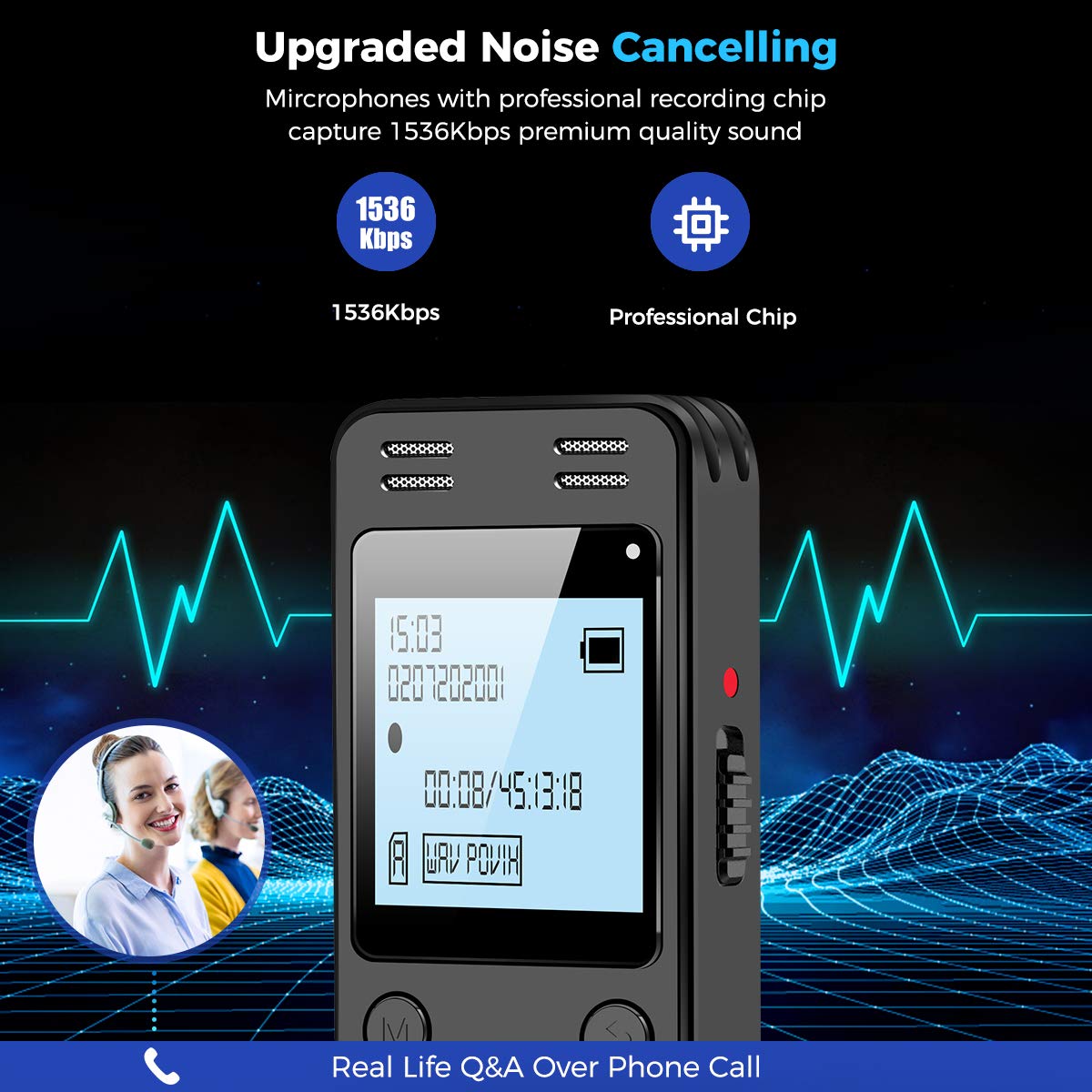 128GB Digital Voice Recorder with Playback L86449