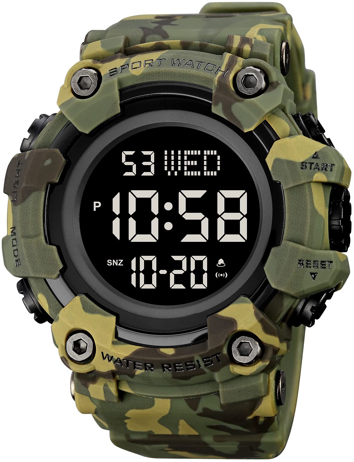 Men Digital Watch Waterproof LED Stopwatch E86188