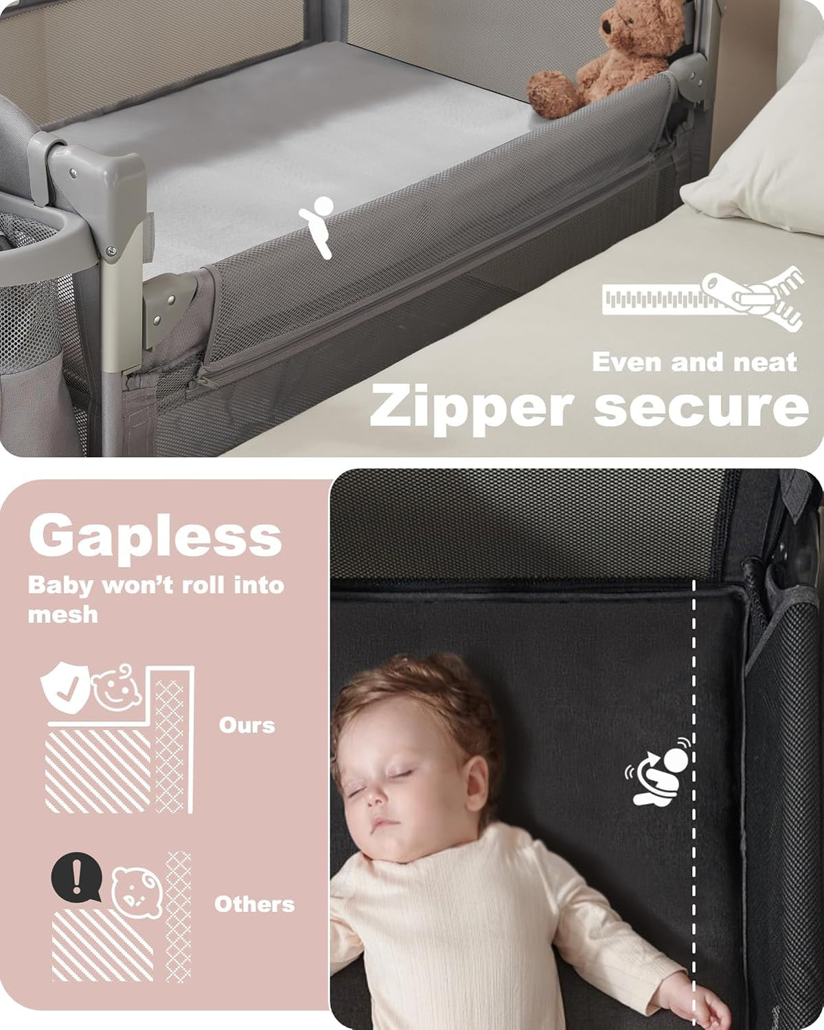 4-in-1 Baby Bassinet, Bedside Sleeper, Playard, Changing Table V4658