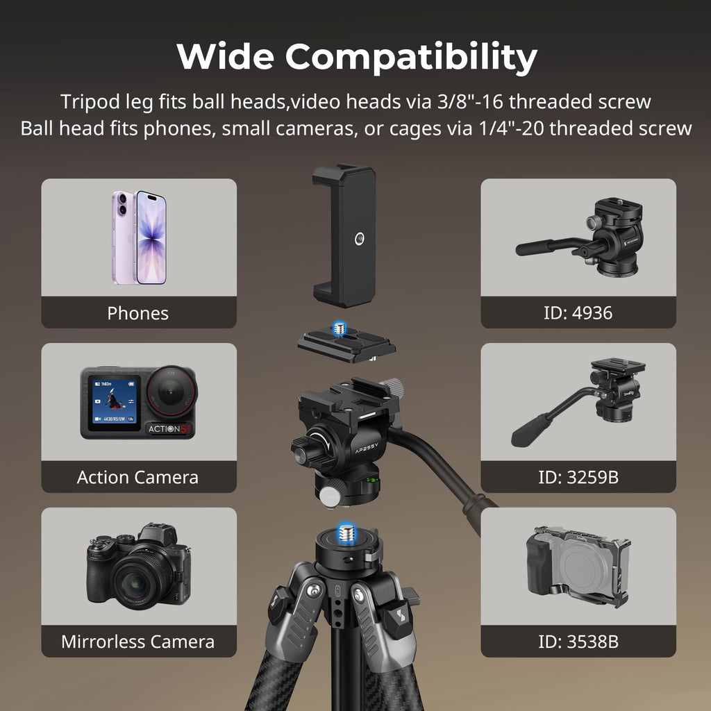Carbon Fiber Video Tripod with Fluid Head W275539
