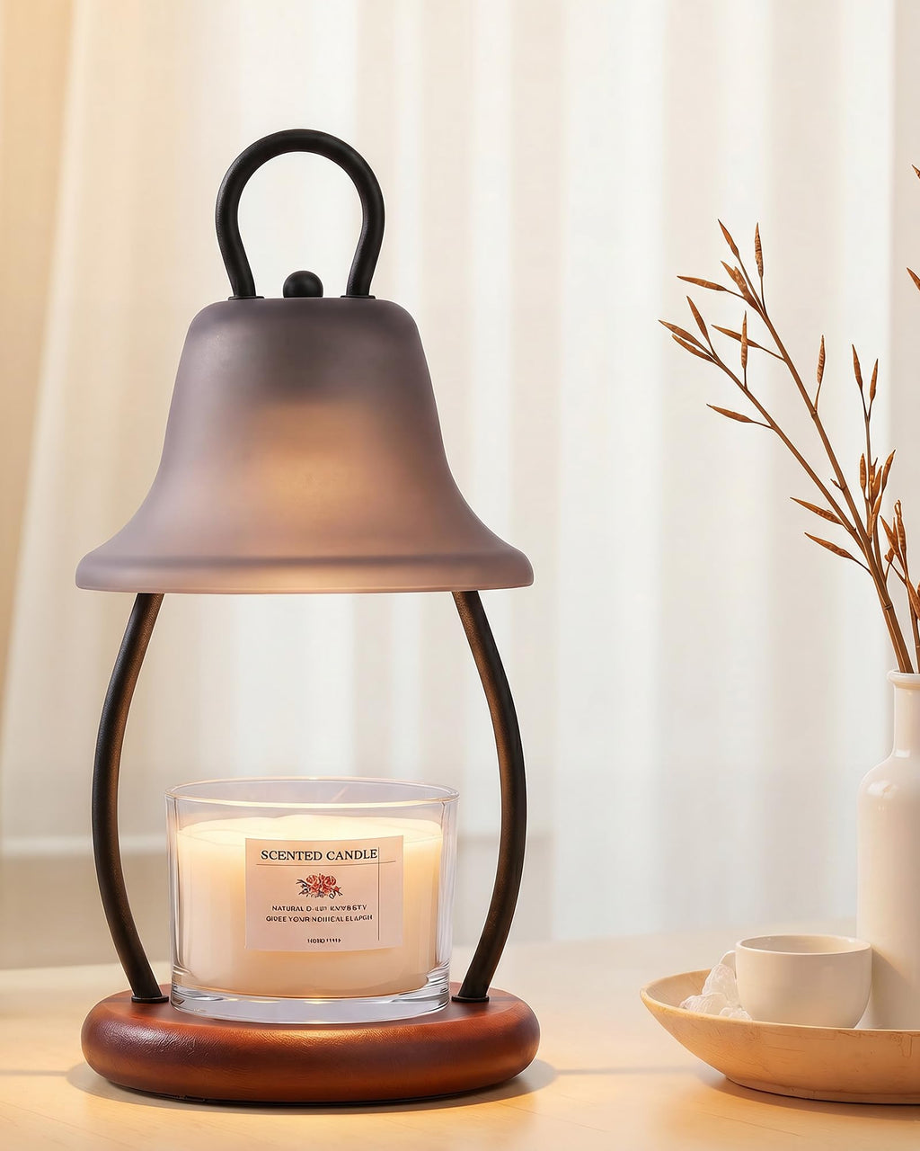 Black Dimmable Candle Warmer Lamp with Timer J41491