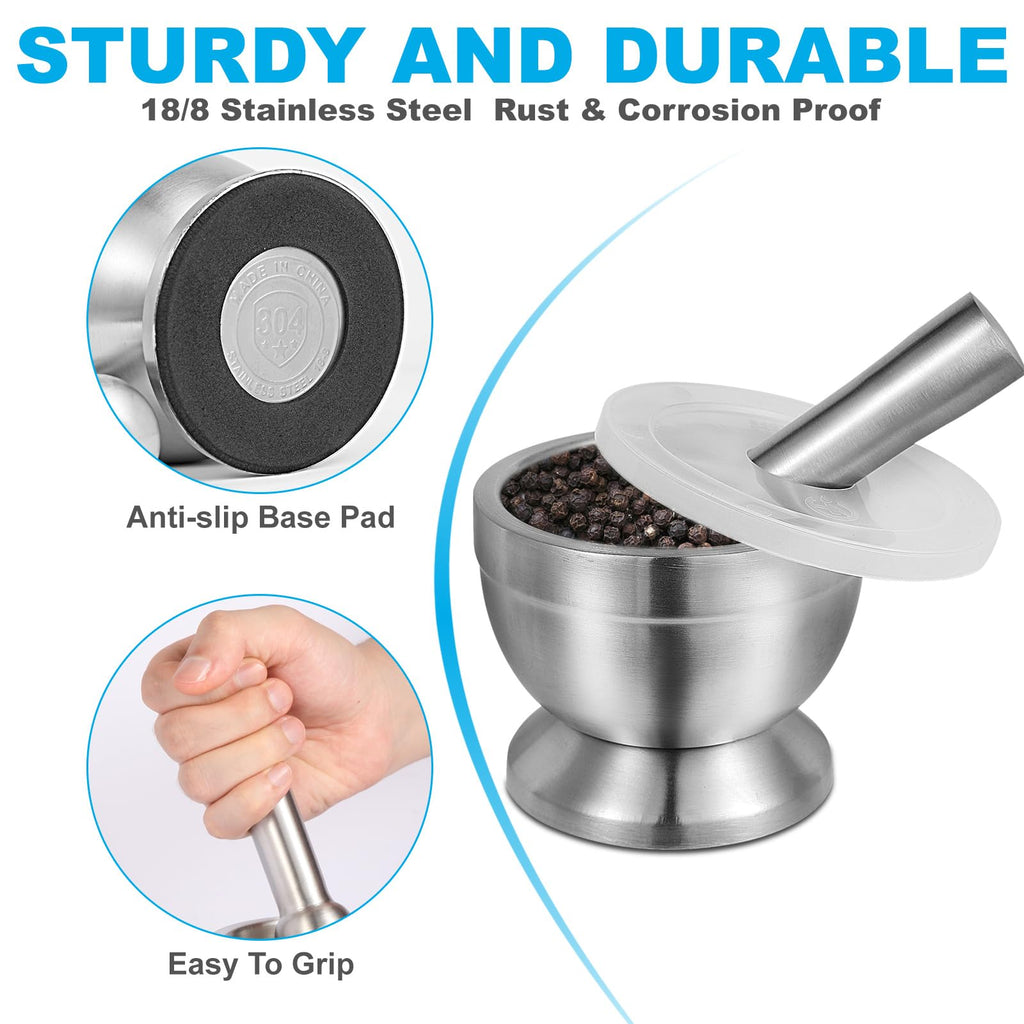 Mortar and Pestle Set Stainless Steel H133457
