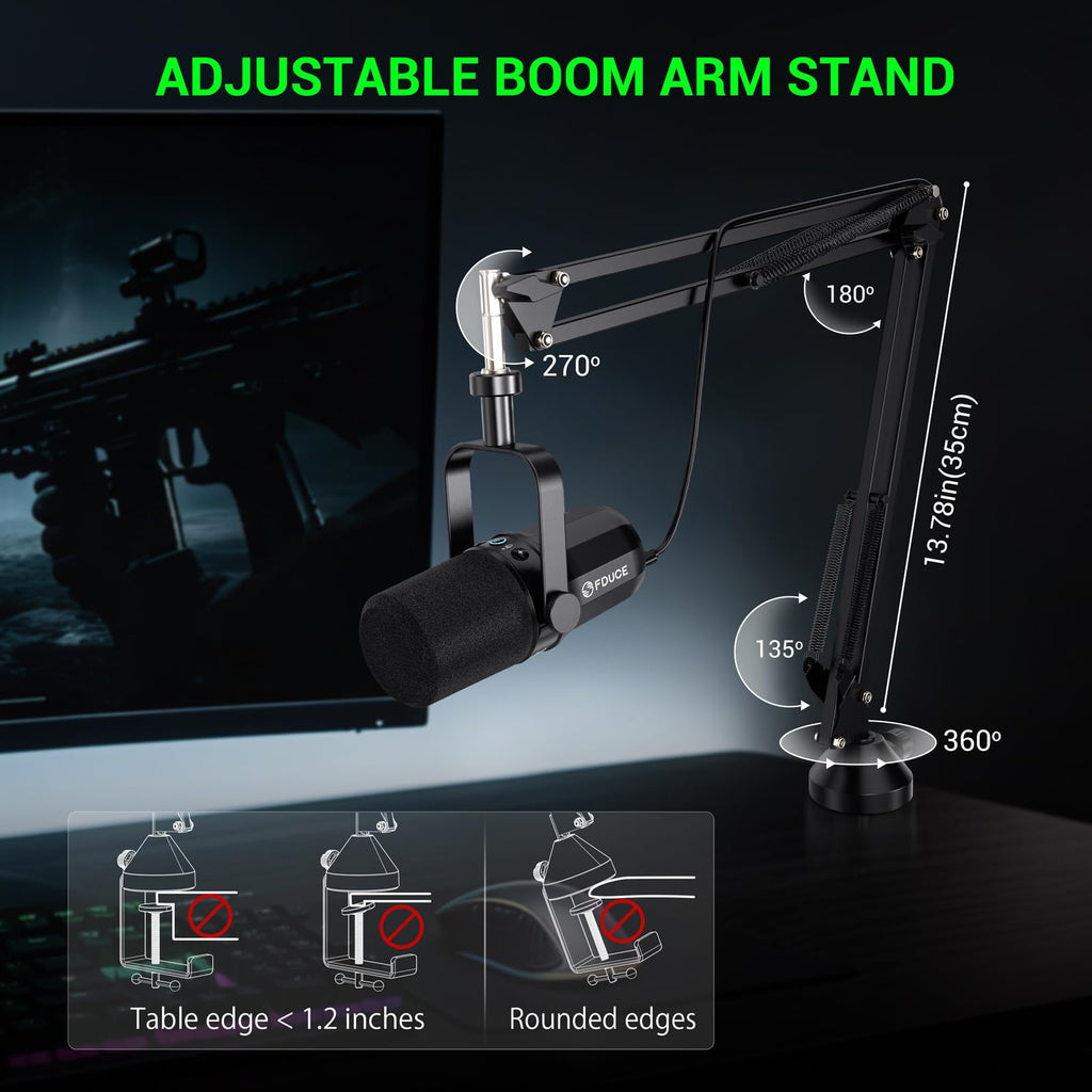 USB/XLR Dynamic Microphone Kit with Boom Arm G106