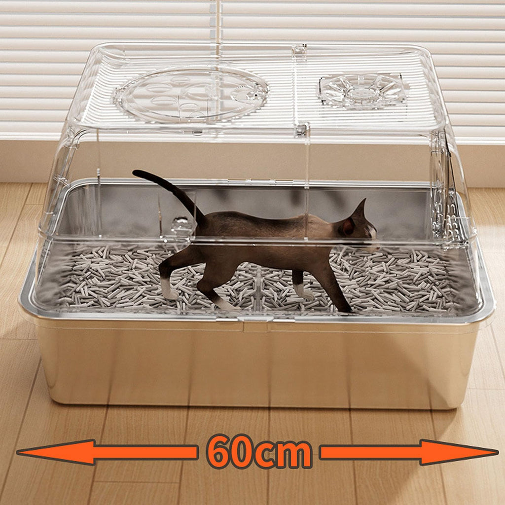 Enclosed Stainless Steel Extra Large Cat Litter Box J412