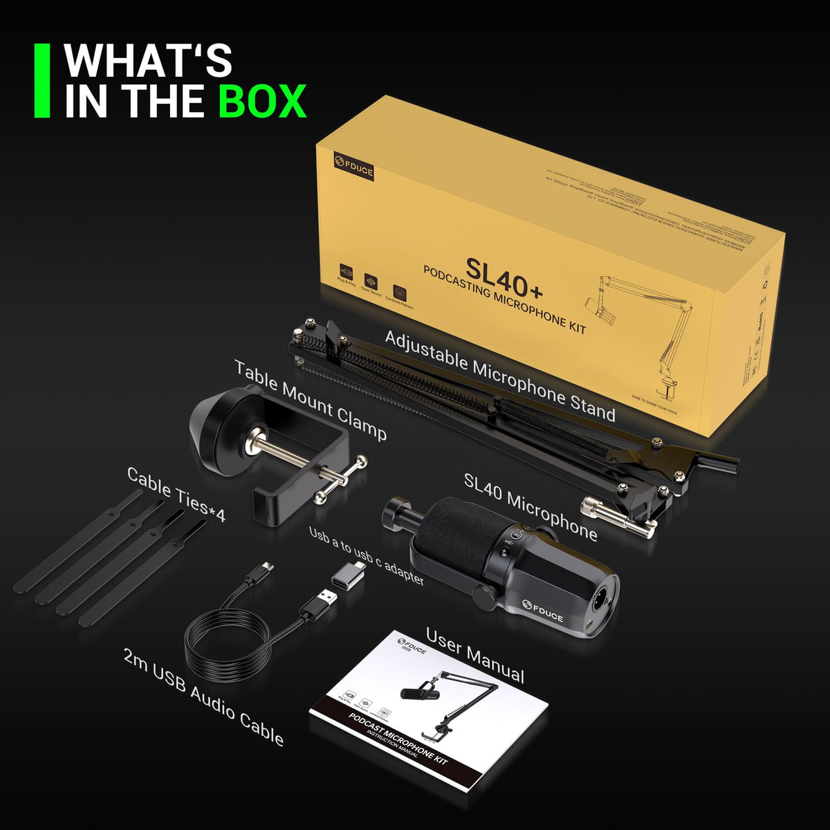 USB/XLR Dynamic Microphone Kit with Boom Arm G106