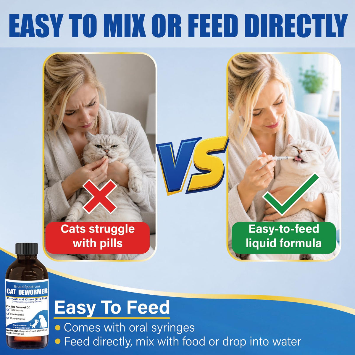 Cat Dewormer Liquid 100 mL with Oral Syringe I78436