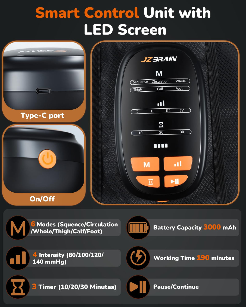 Cordless Rechargeable Leg Compression Boots E82118