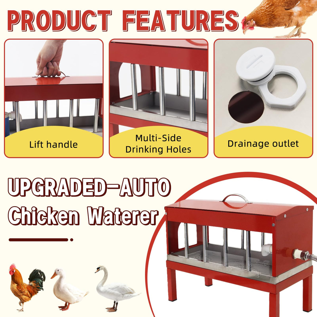 Automatic Chicken Waterer with Detachable Legs I66754