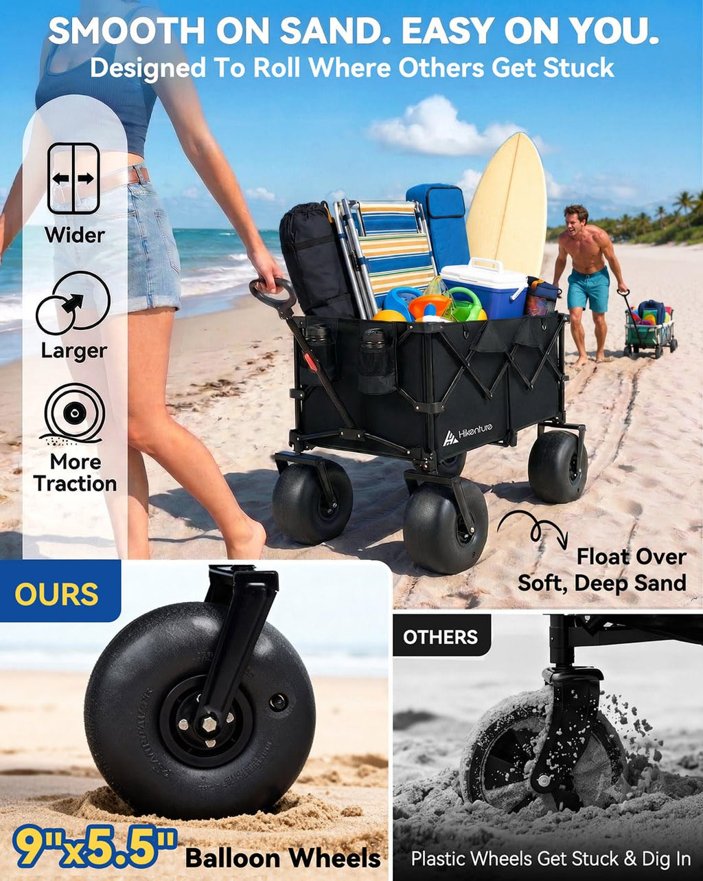 Collapsible Beach Wagon with Balloon Wheels M5478