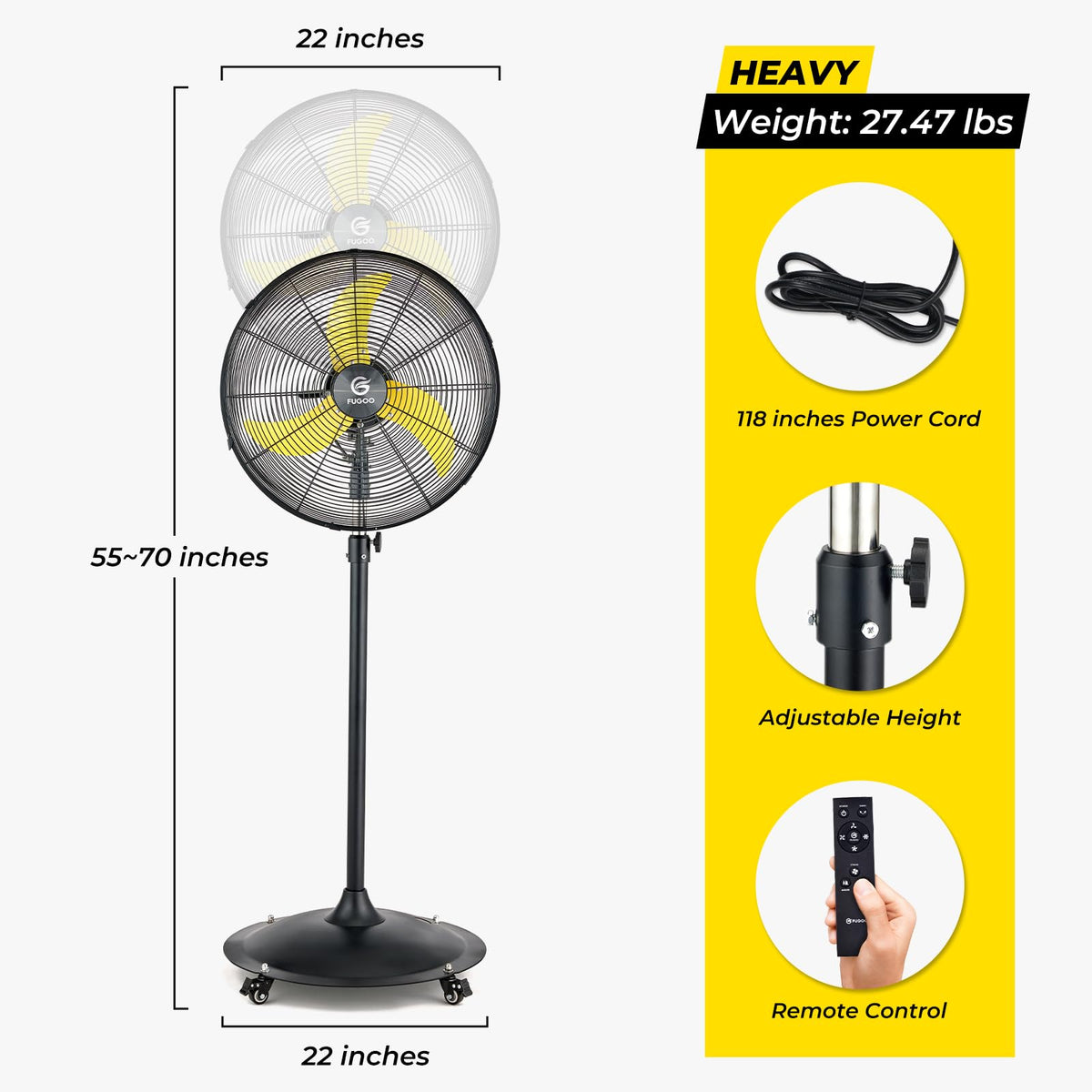 20" Oscillating Outdoor Pedestal Fan U79901