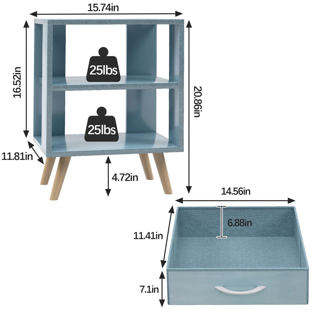 Blue Kids Nightstand with Drawer X665