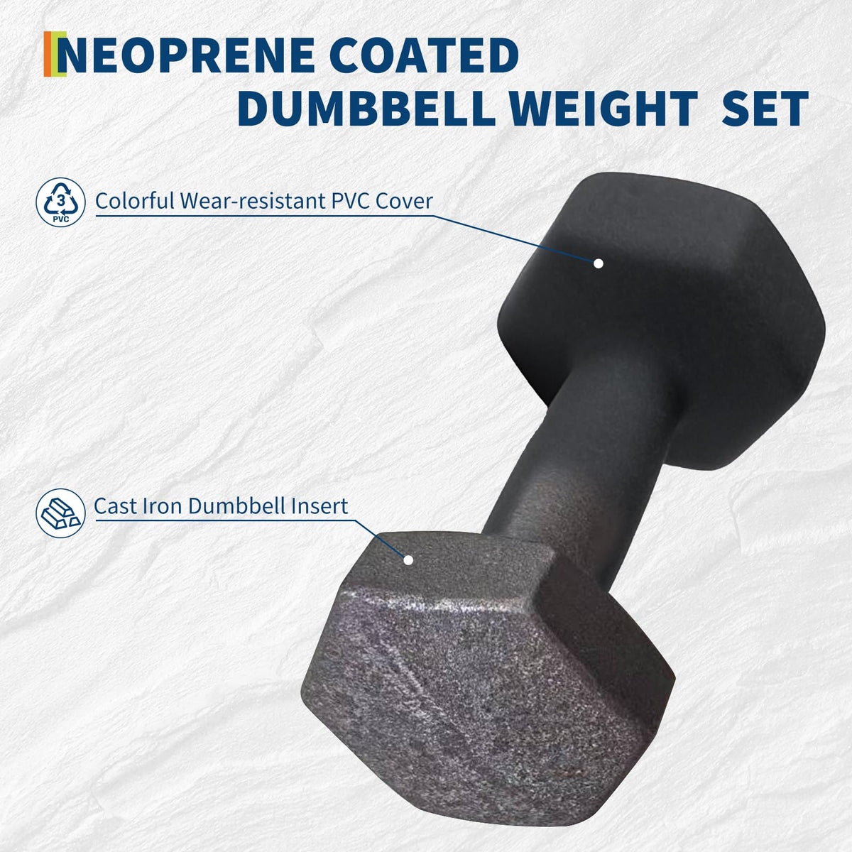 PVC Coated Hexagon Dumbbells Set Q10563