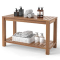 Teak Shower Bench with Shelf R370373