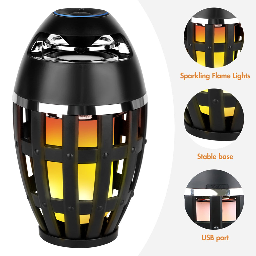 2 Pack Outdoor Bluetooth Flame Speakers with Stakes M246