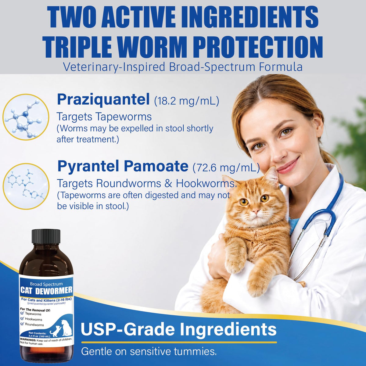 Cat Dewormer Liquid 100 mL with Oral Syringe I78436