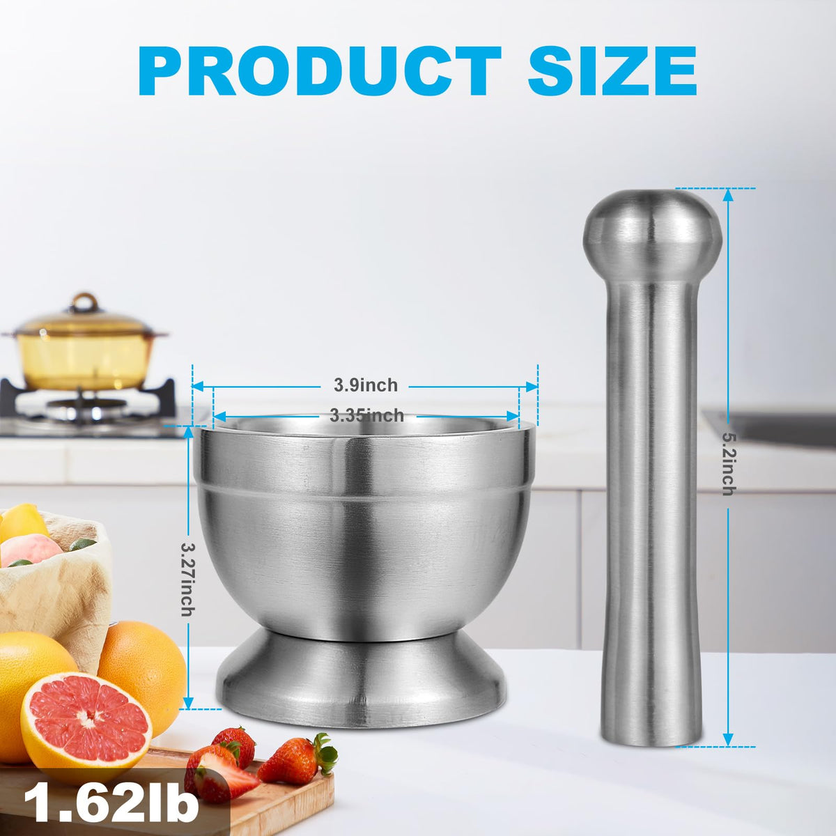 Mortar and Pestle Set Stainless Steel H133457